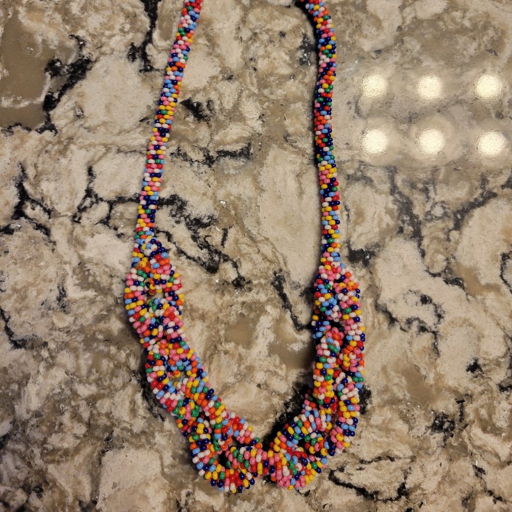 J Crew NWT Seed Bead Lot - 3 Necklaces - Red, Blue, Multicolor - Picture 3 of 4
